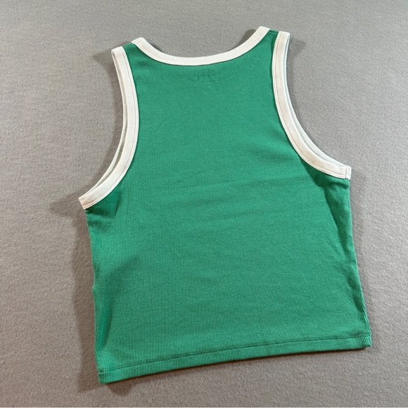 Hollister Long Beach Green Ribbed Cropped Tank‎ Top Juniors Medium Floral - Picture 9 of 9